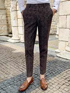 2022 New Boutique Classic Plaid and Striped Fashion Men s Casual Business Slim Suit Pants Groom