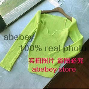 2022 new spring and summer fashion women clothes sqaure collar full sleeves elastic high waist sexy 14.jpg 640x640 14