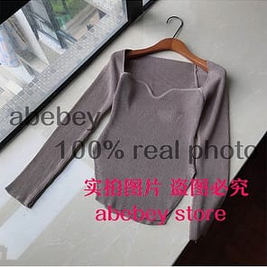 2022 new spring and summer fashion women clothes sqaure collar full sleeves elastic high waist sexy 6.jpg 640x640 6