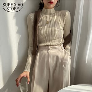 Autumn Winter Turtleneck Women Sweater Solid Knitted Pullovers Casual Slim Long Sleeve Female Knitwear 2022 Lady
