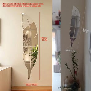 DIY Feather Plume 3D Mirror Wall Sticker for Living Room Art Home Decor Vinyl Decal Acrylic