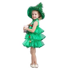 Toddler Kids Baby Girls Christmas Tree Costume Dress Tops Party Vest Hat Outfits Green Elf Kindergarten jpg x