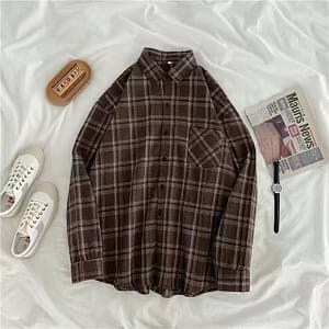 Vintage Plaid Shirts Women Autumn Long Sleeve Oversize Button Up Shirt Korean Fashion Casual Fall Outwear.jpg 640x640