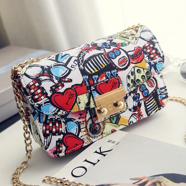 2022 New Women Bags Summer Graffiti Ladies Designer Handbags High Quality Chain Mini Bag Women Messenger